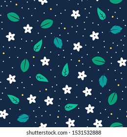 Simple floral seamless pattern. Retro background, cute vintage traditional style vector template