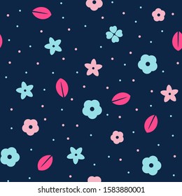 Simple floral seamless pattern. Retro background, cute vintage traditional style vector template