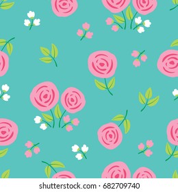 Simple floral seamless pattern with summer flowers for textile, wallpapers, gift wrap and scrapbook.  Vector illustration.