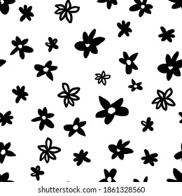 The simple floral seamless pattern.Rustic hand paint minimalist vector background.Textures for invitations, postcards, websites, and design.