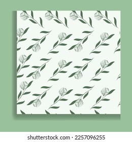 Simple floral seamless patterns. Meadow plants, leaves, and small daisy flower collection. All over print. Botanical collage in modern flat liberty style. Floral silhouettes. Vector.