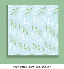 Simple floral seamless patterns. Meadow plants, leaves, and small daisy flower collection. All over print. Botanical collage in modern flat liberty style. Floral silhouettes. Vector.