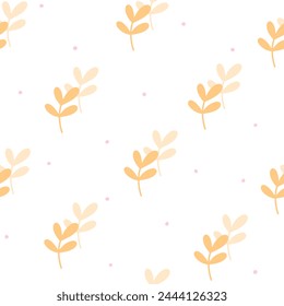 Simple floral texture. Abstract scandi style seamless vector pattern. Cute hand drawn background for kids room decor, nursery art, apparel, packaging, wrapping paper, textile, fabric, wallpaper, gift.