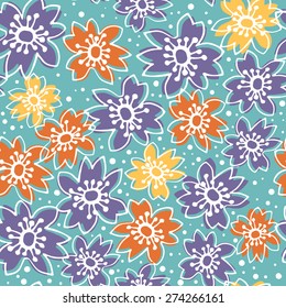 Simple floral vector color seamless pattern