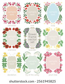 Simple floral vector frame set