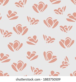 Simple floral vector seamless pattern. Pink romantic flowers. For wedding, Valentine's day decoration.