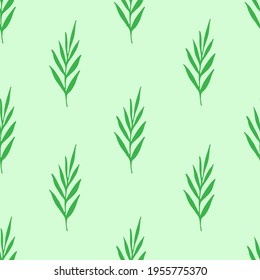 Simple floral vector seamless pattern. Green palm leaves, grass on a light background. For fabric prints, textile products, packaging, eco design.
