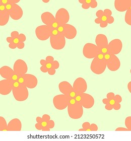 Simple floral vector seamless pattern. Flowers on a light blue background. For fabric prints, textiles, children's clothing.