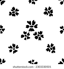 Simple floral vector seamless pattern. Black flowers on a white background. For fabric prints, textile products, men's shirts.