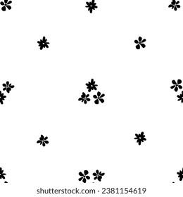 Simple floral vector seamless pattern. Small black flowers on a white background. For fabric prints, textile products, packaging, men's shirts