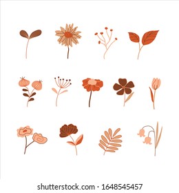 Simple floral vector set. Great for wedding invitation, package, wrapping, stationery, stickers, etc. 