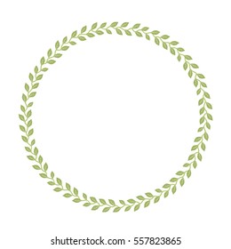 Simple floral wreath. Vector frame, spring flowers and leaves
