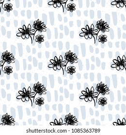 Simple Florals Print with Hand Painted Background