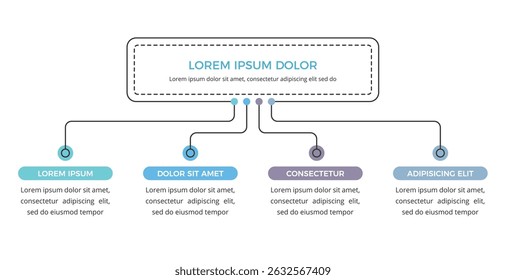 Simple flow chart infographic template with 4 elements, vector eps10 illustration