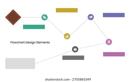 A simple flowchart featuring connected business icons, rectangular shapes and gray lines on a white background. Use this editable template to visualize your process.