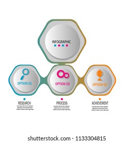 Simple flowchart infographic data template for diagram, graph, presentation and chart. with 3 option element parts, steps or processes design vector