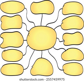 simple flowchart sketch or mind map infographics template with 13 blank elements