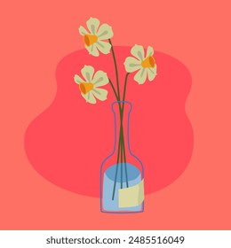 Einfache Blume in einer Flasche im flachen Design