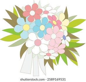 A simple flower bucket vector colorful design design