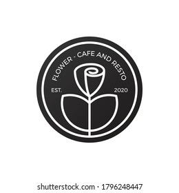 flor simple para el vector del logotipo de café y restaurante