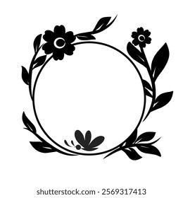 Simple flower circle drawing outline graphic vector illustration