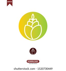Simple flower with circle frame leaf logo concept vector design template