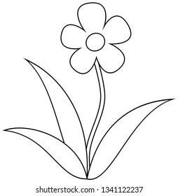 Simple flower clipart, coloring book for children. Doodle vector illustration.