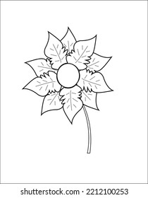 Simple flower clipart, coloring book for children