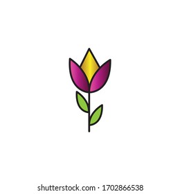 Icono de diseño vectorial de color de flor simple