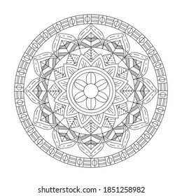 simple flower coloring book mandala art. circular pattern of mandala flower 