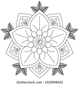 Simple Flower Coloring Mandala Art Simple Mandala Shape Vector Floral Oriental Outline Flower Vintage Decorative Elements Pattern Illustration Islam Arabic Indian Turkish Mystic Ottoman Motifs
