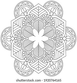 Simple Flower Coloring Mandala Art Simple Mandala Shape Vector Floral Oriental Outline Flower Vintage Decorative Elements Pattern Illustration Islam Arabic Indian Turkish Mystic Ottoman Motifs 