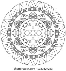 Simple Flower Coloring Mandala Art Simple Mandala Shape Vector Floral Oriental Outline Flower Vintage Decorative Elements Pattern Illustration Islam Arabic Indian Turkish Mystic Ottoman Motifs Asian
