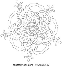 Simple Flor Coloración Mandala Arte Sencillo Forma de Mandala Vector Floral Esquema oriental Flor Vintage Elementos Decorativos Patrón Ilustración Islam Árabe Indio Turco Motivos Otomanos Asiáticos
