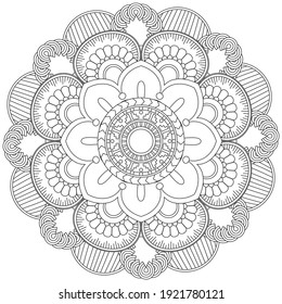 Simple Flower Coloring Mandala Art Simple Mandala Shape Vector Floral Oriental Outline Flower Vintage Decorative Elements Pattern Illustration Islam Arabic Indian Turkish Mystic Ottoman Motifs Asian