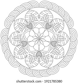Simple Flower Coloring Mandala Art Simple Mandala Shape Vector Floral Oriental Outline Flower Vintage Decorative Elements Pattern Illustration Islam Arabic Indian Turkish Mystic Ottoman Motifs Asian