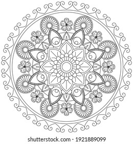 Einfache Blumenfarben Mandala Art Simple Mandala Gestell Vektor Blumenmustern Blumenmuster Blumenmustern Illustration Islam Arabisch Indische türkische mystische osmanische Motive Asiatische