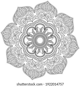 Simple Flor Coloración Mandala Arte Sencillo Forma de Mandala Vector Floral Esquema oriental Flor Vintage Elementos Decorativos Patrón Ilustración Islam Árabe Indio Turco Motivos Otomanos Asiáticos