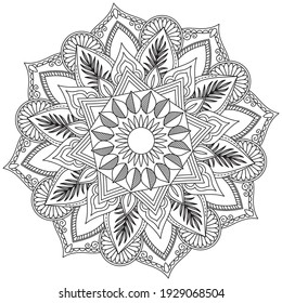 Simple Flower Coloring Mandala Art Simple Mandala Shape Vector Floral Oriental Outline Flower Vintage Decorative Elements Pattern Illustration Islam Arabic Indian Turkish Mystic Religion Morals Lotus