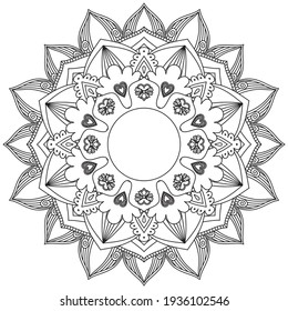 Simple Flower Coloring Mandala Art Simple Mandala Shape Vector Floral Oriental Outline Flower Vintage Decorative Elements Pattern Illustration Islam Arabic Indian Turkish Mystic Religion Morals Lotus
