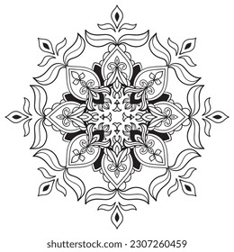 Simple Flower Coloring Mandala Art Simple Mandala Shape Vector Floral Oriental Outline Flower Vintage Decorative Elements Pattern Illustration Islam Arabic Indian Turkish Mystic Religion Morals Lotus