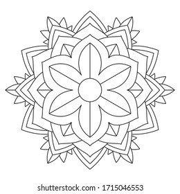 simple flower coloring mandala, vintage decorative