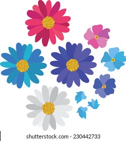 Simple flower daisy collection isolated on white for design