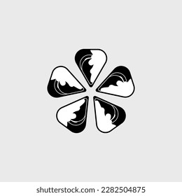 simple flower design. black and white. vector art. Version 1