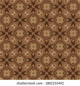 Simple flower design on Javanese batik with a seamless brown color design.