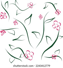 Simple flower design with small stems suitable for clothing patterns, wallpapers, and others