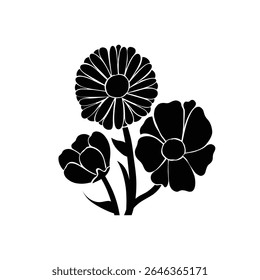 simple flower doodle silhouette set vector illustration