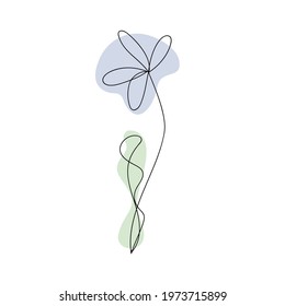 A simple flower drawn with one line. Abstract illustration of a flower in a simple style. Hand drawn doodle illustration.