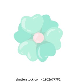 simple flower. An element for Valentine's Day decor in pastel colors. Vector illustration drawn in cartoon style isolated on white background
