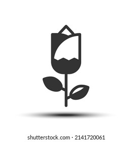 Simple flower filled line icon, flower and rose related concept on the white background